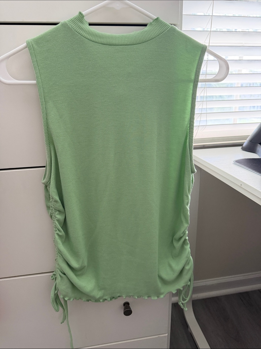 june & hudson Light Green Ribbed Ruched Tank - Picture 3 of 3